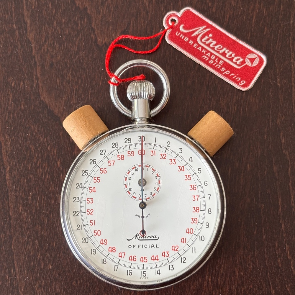 Vintage MINERVA Stopwatch 9 Jewels - works!